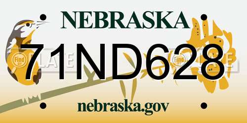 71ND628 Nebraska License Plate