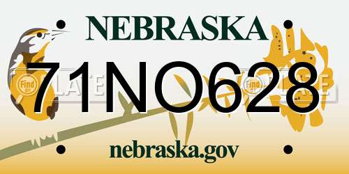 71NO628 Nebraska License Plate