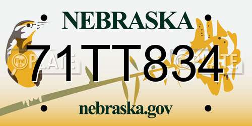 71TT834 Nebraska License Plate