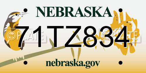 71TZ834 Nebraska License Plate