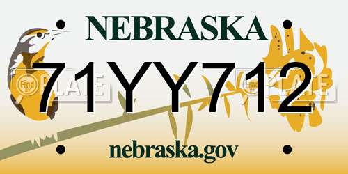 71YY712 Nebraska License Plate