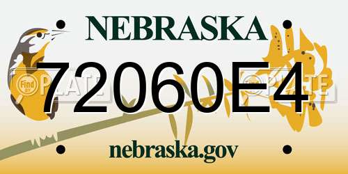 72060E4 Nebraska License Plate