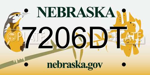 7206DT Nebraska License Plate
