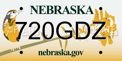 720GDZ Nebraska License Plate