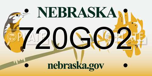 720GO2 Nebraska License Plate