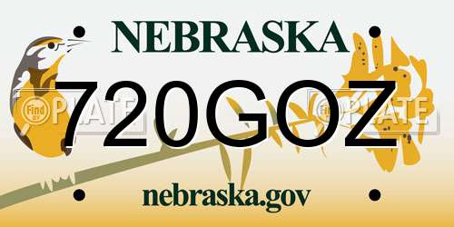 720GOZ Nebraska License Plate
