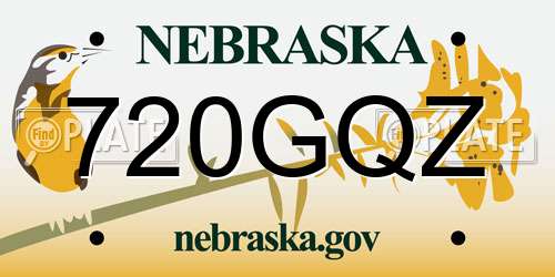 720GQZ Nebraska License Plate