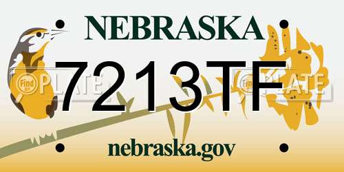 7213TF Nebraska License Plate