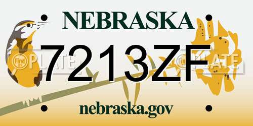 7213ZF Nebraska License Plate