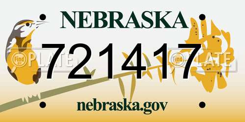 721417 Nebraska License Plate