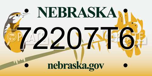 72207T6 Nebraska License Plate