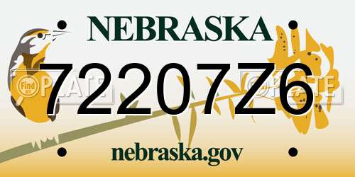 72207Z6 Nebraska License Plate
