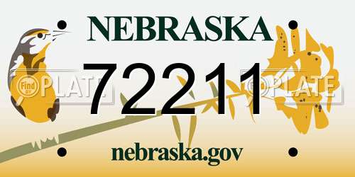 72211 Nebraska License Plate
