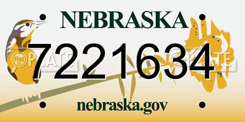 7221634 Nebraska License Plate