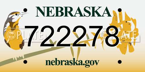 722278 Nebraska License Plate