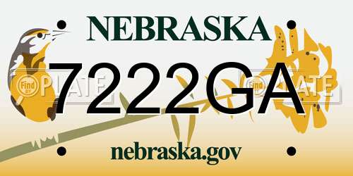 7222GA Nebraska License Plate