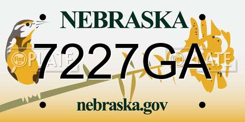 7227GA Nebraska License Plate