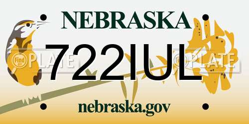 722IUL Nebraska License Plate