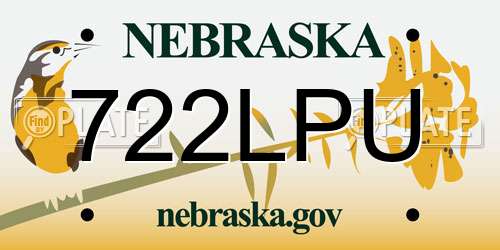 722LPU Nebraska License Plate