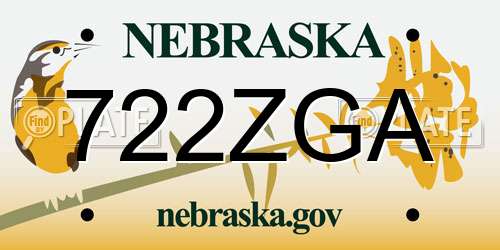 722ZGA Nebraska License Plate