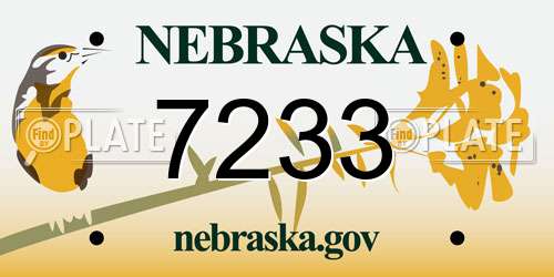 7233 Nebraska License Plate
