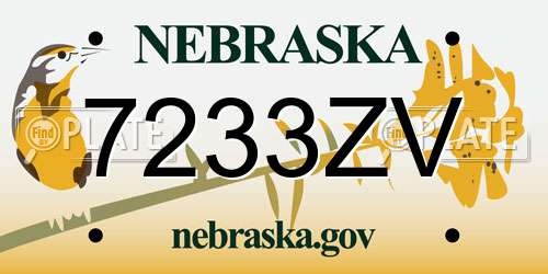 7233ZV Nebraska License Plate
