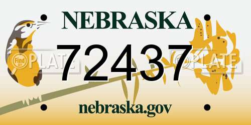 72437 Nebraska License Plate