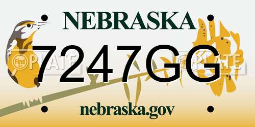 7247GG Nebraska License Plate