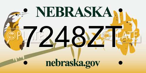 7248ZT Nebraska License Plate