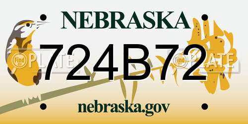724B72 Nebraska License Plate