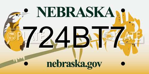 724BT7 Nebraska License Plate