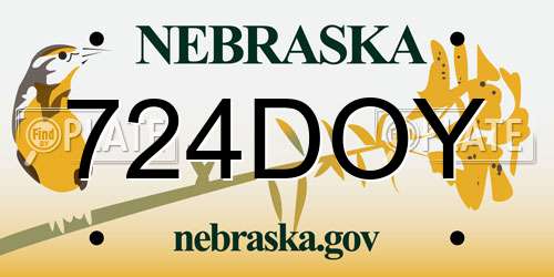 724DOY Nebraska License Plate