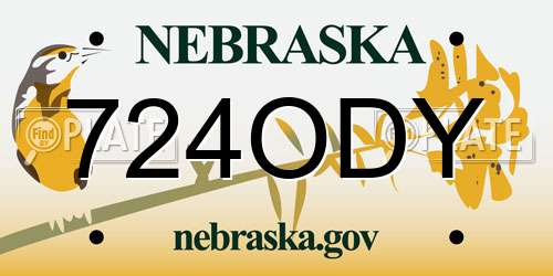 724ODY Nebraska License Plate