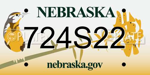 724S22 Nebraska License Plate
