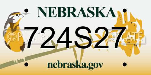 724S27 Nebraska License Plate
