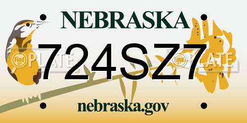 724SZ7 Nebraska License Plate