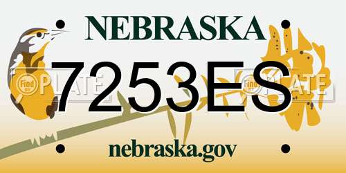 7253ES Nebraska License Plate