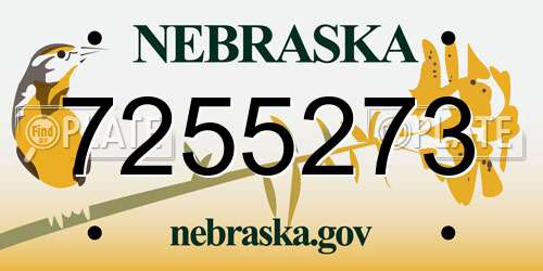7255273 Nebraska License Plate