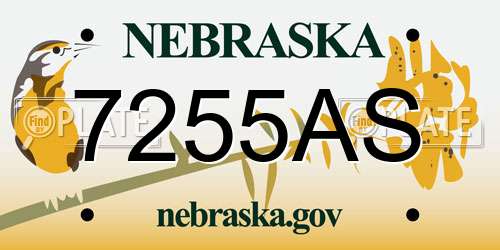 7255AS Nebraska License Plate