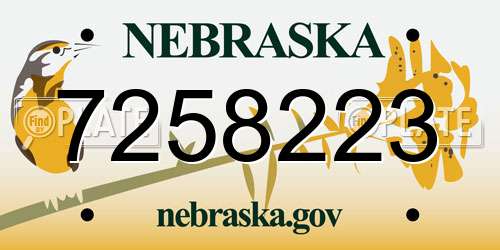 7258223 Nebraska License Plate