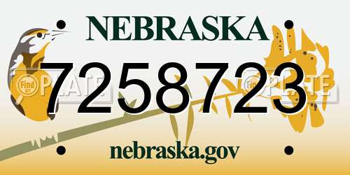 7258723 Nebraska License Plate