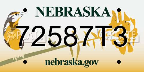 72587T3 Nebraska License Plate
