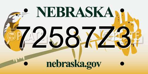 72587Z3 Nebraska License Plate