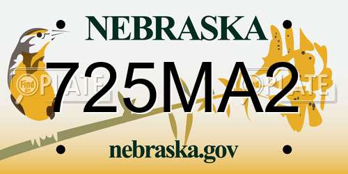 725MA2 Nebraska License Plate