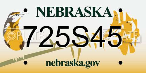 725S45 Nebraska License Plate