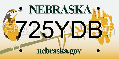 725YDB Nebraska License Plate