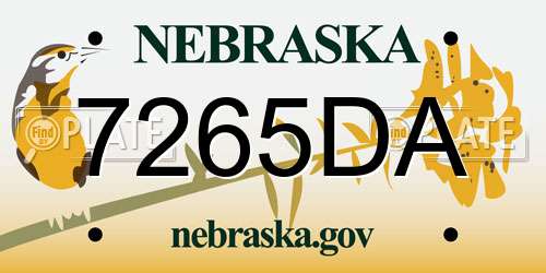 7265DA Nebraska License Plate