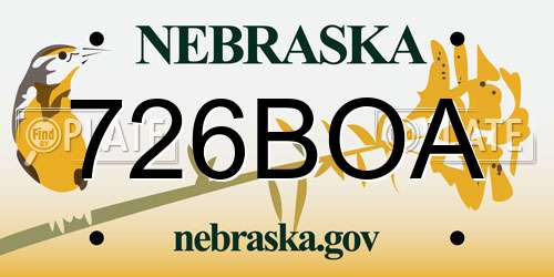 726BOA Nebraska License Plate