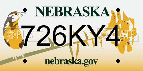 726KY4 Nebraska License Plate