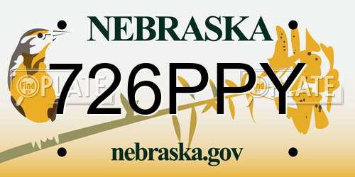 726PPY Nebraska License Plate